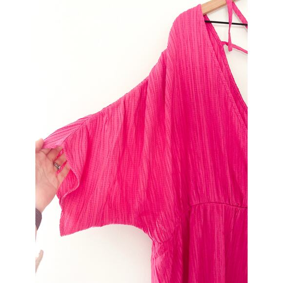 NWT Eloquii Pink Maxi Dress Plus Size 26 28 Dolman Sleeve Wrap Bodice - Picture 6 of 16